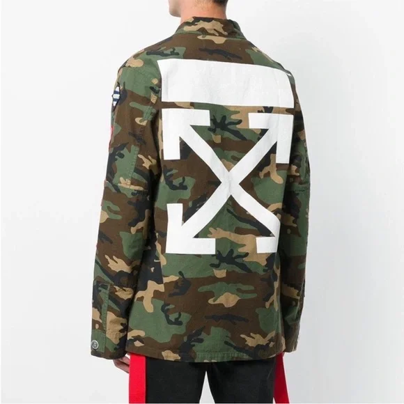 Virgil Abloh Off-White Green and White Military Field Army Jacket Camo Print - Picture 2 of 11